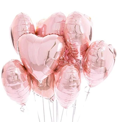 Afbeelding van Jonami 25 hartvormige ballonnen, roségoud, geschikt voor helium, romantische decoratie Valentijnsdag, verloving en bruiloft
