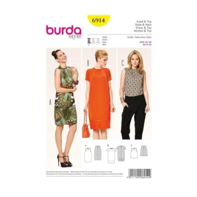Afbeelding van Burda B6914 naaipatroon jurk en top, 19 x 13 cm