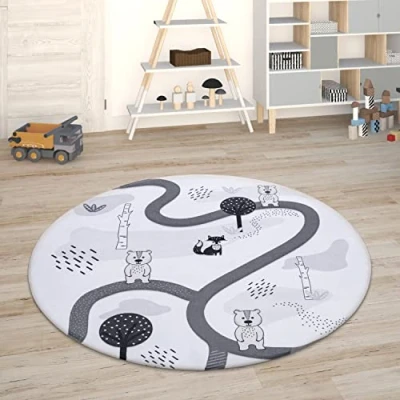 Afbeelding van Paco Home Kindervloerkleed Kinderkamer Babykleed Stratenvloerkleed Speelvloerkleed 120 cm Rund