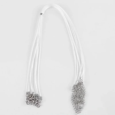 Afbeelding van 10 stuks 18 inch wasketting, touw, 1,5 mm, halskettingen met sluiting en ketting voor het maken van sieraden om te knutselen (wit)
