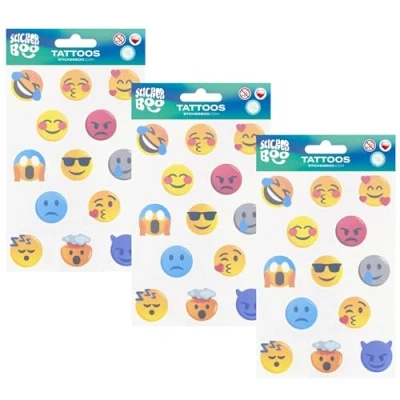 Afbeelding van Emoticons Kindertattoo Set, Afwasbare Kindertattoos