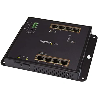 Afbeelding van StarTech 8 poorts Gigabit PoE switch Beheerd Monteerbaar op wand 2 SFP Poorten Zwart