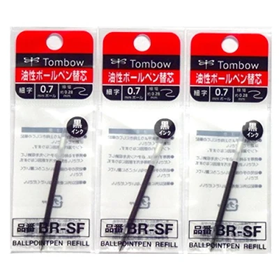 Afbeelding van Tombow Set van 3 zwarte balpenvullingen 0,7 mm