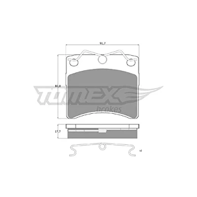 Afbeelding van TOMEX brakes TX 10 64 Remblokkenset Vooras Met toebehoren VOLKSWAGEN: TRANSPORTER 4, 4 Bus