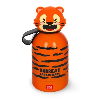 Afbeelding van Legami Gourde thermique pour enfants Hot &amp; Cold BFF, Thème Tiger, en inox 18/8 à double couche avec fermeture hermétique, conserve au chaud pendant 12h et le froid 24h, capacité 310 ml
