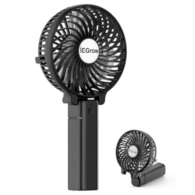 Afbeelding van iEGrow Mini tafelventilator, krachtig, stil, draagbaar, USB, bureauventilator voor behuizing, zwart