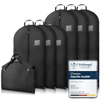 Afbeelding van Bruce.® Premium 6 delige kledinghoes hoogwaardige herenkostuumhoes voor kleding ademende kledingopbergtas reizen en opbergen