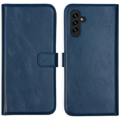 Afbeelding van Selencia Hoesje Geschikt voor Samsung Galaxy A13 (5G) / A04s Met Pasjeshouder Echt Lederen Bookcase Blauw