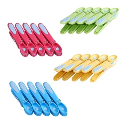 Afbeelding van culiclean Wasknijper bloem 20 stuks, blauw geel groen roze, wasknijpers voor buiten, kleding, gemaakt in Frankrijk