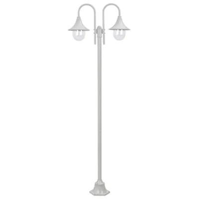 Afbeelding van Paalverlichting tuin E27 220 cm aluminium wit 2 delig