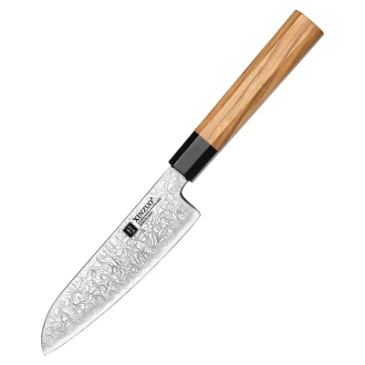 Afbeelding van Professioneel Klein Santokumes Damascus staal (67 laags) Octogonaal handvat van Olijfhout Xinzuo PM8O Series