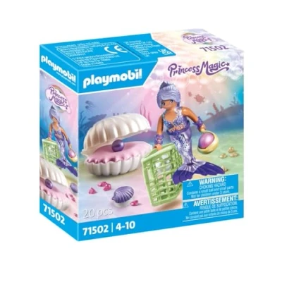 Image de PLAYMOBIL 71502 Sirène avec coquillage et perles Princess Magic Comprend un personnage, grand en forme de fauteuil, qui se fixe sur la baignoire, des Dès 4 ans