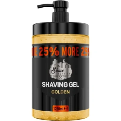 Afbeelding van The Shave Factory Scheergel met 25% meer gratis hydraterende werking, fris actief product voor professionele kappers en traditionele scheerliefhebbers.