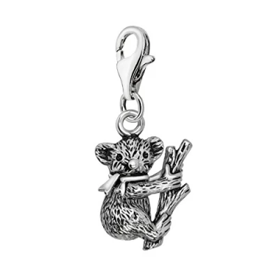 Afbeelding van Quiges Charm Hanger 3D Koala beer Verzilverd karabijnslot geschikt voor Zinzi, Thomas Sabo Ti Sento Bedelarmband QHC068
