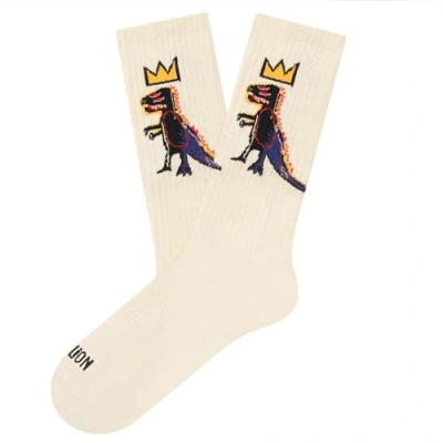 Image de Jimmy Lion Chaussettes Basquiat en coton peigné. Tailles 36 40 41 46 demi mollet., Athletic Distributeur de poissons Beige,