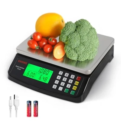 Afbeelding van KNSWE Voedselweegschaal 40 kg grote digitale weegschaal keuken roestvrij staal gewicht 3 eenheden voor koken maaltijd bereiding koffie tarra nauwkeurige telfunctie en lcd display