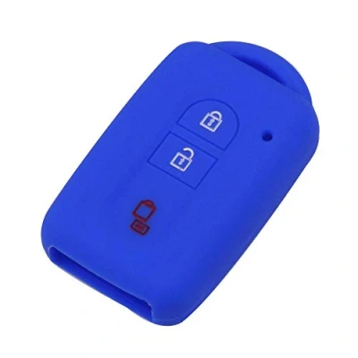 Afbeelding van Happyit Siliconen autosleutelhoes voor Nissan Juke MICRA Qashqai X Trail NAVARA 3 toetsen (blauw)
