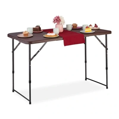 Afbeelding van Relaxdays campingtafel tuintafel picknicktafel inklapbaar vouwtafel 120 cm bruin