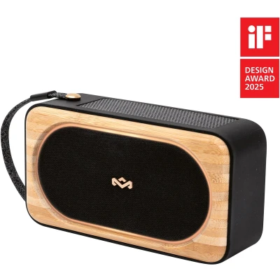 Afbeelding van House of Marley Roots Solar bluetooth speaker Draadloze compacte Ingebouwde Flesopener Powerbank Waterproof 19 uur Batterijduur Gemaakt van Duurzame Materialen Zwart