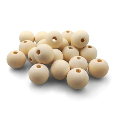 Afbeelding van Netuno 20 stuks 25 mm houten kralen met gat, natuurlijke ballen, rond, voor knutselen, sieraden, macramé, om te rijgen, ballen