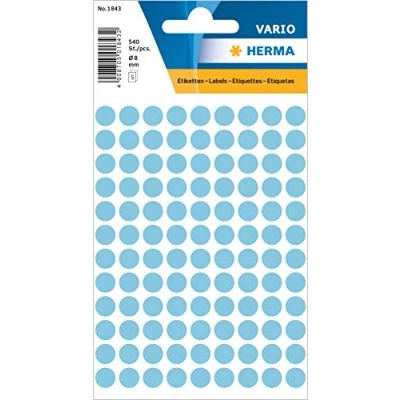 Afbeelding van Huismerk Herma 1843 Etiket Rond 8mm Blauw Pakje met 5 velletjes stickers