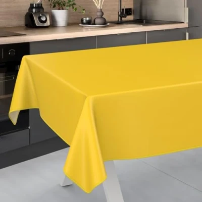Afbeelding van Afwasbaar tafelzeil, tuintafelkleed, voor buiten en binnen, met zoom, 240 x 140 cm, geel