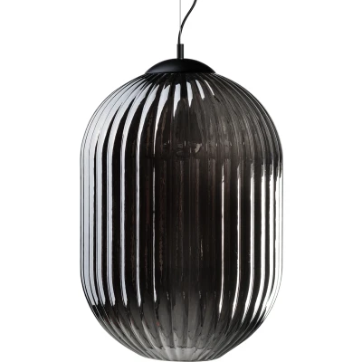Afbeelding van ETH Hanglamp Glamm L 40 cm Smoke Glass Ribbel / Zwart