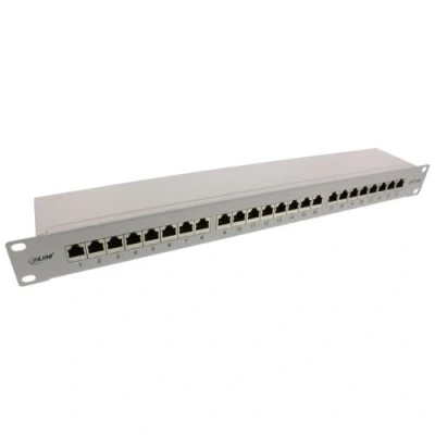 Image de Panneau de brassage InLine® 19 Cat.6A 24 ports 1U gris clair RAL7035