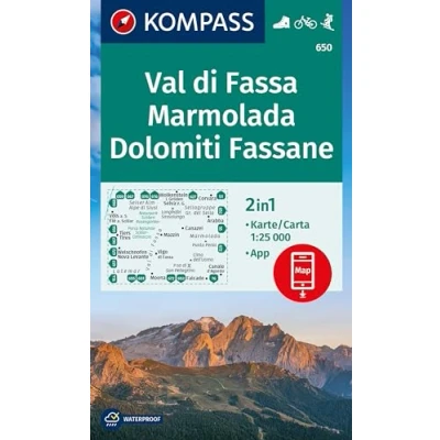 Afbeelding van KOMPASS Wanderkarte 650 Val di Fassa, Marmolada, Dolomiti Fassane 1:25.000