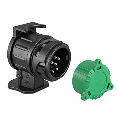 Afbeelding van SPARKMOTO adapter voor aanhangerconnector, 13 polig naar 7 polig, trekhaak, fietsendrager, aanhanger, met groene beschermkap, (SK7131)