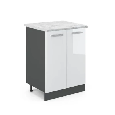 Afbeelding van Vicco Keukenonderkast R Line, Wit Hoogglans/Antraciet, 60 cm WB Marmer