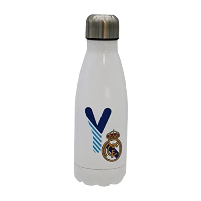 Afbeelding van CYPBRANDS Aanpasbare Fles Wit Staal 550 ML Real Madrid Unisex Kinderen Zilver Letter Design En