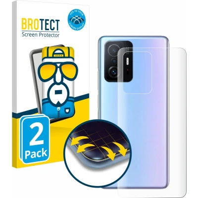 Afbeelding van BROTECT Screenprotector voor Xiaomi 11T Pro (Achterkant) Folie Beschermfolie transparant volledig dekking (2 Stuks)