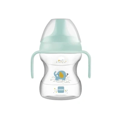 Image de MAM Learn To Drink Cup Tasse avec poignées amovibles et bec verseur, à partir de 6 mois, 190 ml, bleu