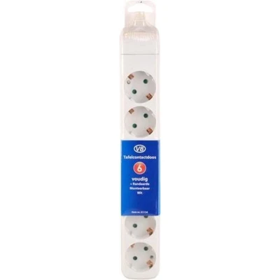 Afbeelding van Vb 41134 Tafelcontactdoos 6 Voudig + Ra Zonder Snoer Wit