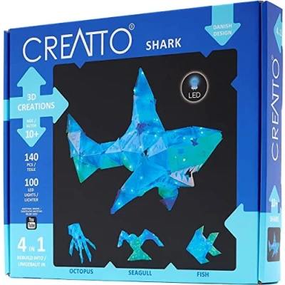 Afbeelding van Creatto Light Up Crafting Kit Shark &amp; Ocean Pals 3D Belichting figuurtje