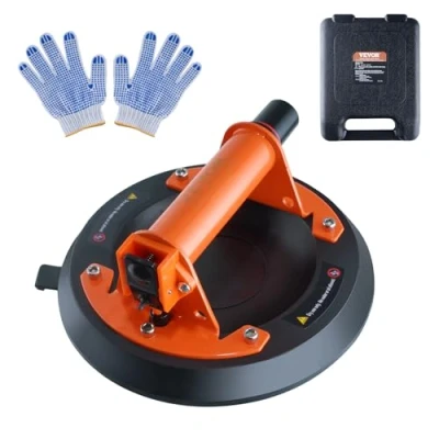 Image de VEVOR Ventouse de Carrelage 203 mm Vitre Charge 278 kg avec Poignée en Acier Boîte Transport PP Gants Levage Industriel pour Plaques Verre Granit Métal Bois