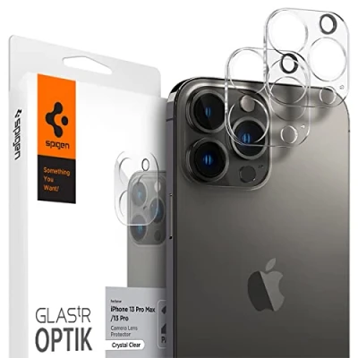 Afbeelding van Spigen Glas.tR Optik camerabescherming, compatibel met iPhone 13 Pro, Pro Max, 2 stuks, transparant, kristalhelder, krasbestendig, 9H lensbescherming