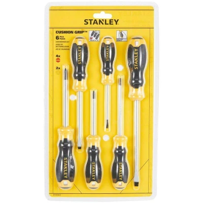 Afbeelding van Stanley Cushiongrip Schroevendraaierset 6 delig: PH, Parallel, Standaard Schroevendraaier Schroevendraaiers en Boren Stuk(s)