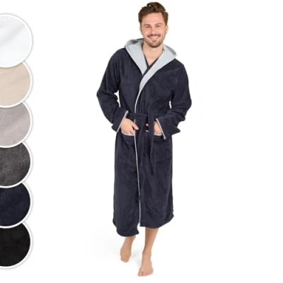 Afbeelding van Blumtal Badjas Katoen Katoenen Zachte met Capuchon 100% Donkerblauw Maat S