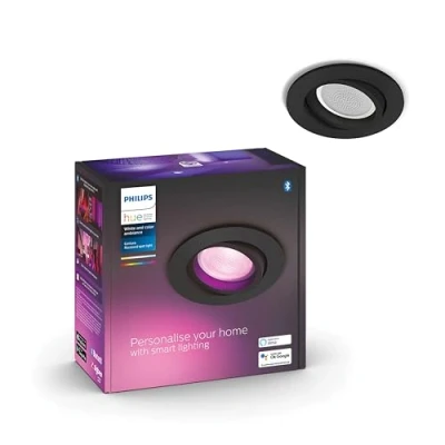 Afbeelding van Philips Hue Centura inbouwspot wit en gekleurd licht 1 spot zwart rond GU10