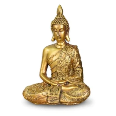 Afbeelding van Zen&#039;Light Sanci Boeddhabeeld Zen en Feng Shui decoratie om een ontspannende spirituele sfeer te creëren cadeau idee met geluksbrenger hoogte 18 cm kleur: goud Zen&#039;Light, Yello