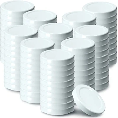 Afbeelding van KADAX 100 stuks fi43 mm metalen schroefdeksels voor glazen van 40 ml, reservedeksel met 4 tanden om vast te klikken, deksels potten, flessen en weckpotten, wit