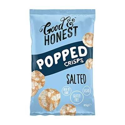 Image de Good &amp; Honest Popped Crisps, collations de pub sans gluten, saveur sel mer, 8 x 85 g
