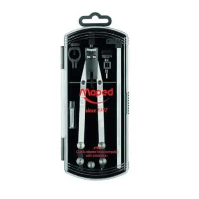 Afbeelding van Maped Passer N421, 4 delige Passerdoos: 1 Boogpasser, Verlengstang 140 Mm, Vulling En Adaptor