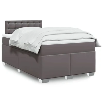 Image de vidaXL Sommier à lattes de lit avec matelas gris 120x190 cm similicuir