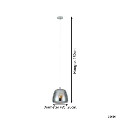 Afbeelding van EGLO Albarino Hanglamp 1 lichts Ø26 cm E27 glas