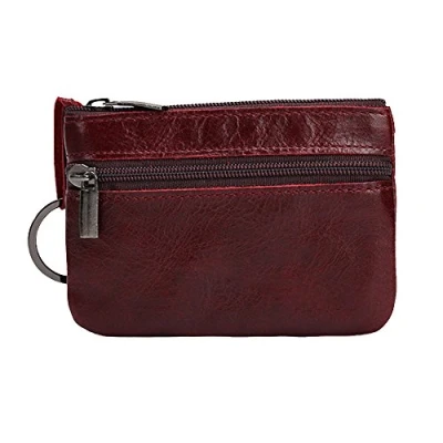 Afbeelding van Hibate Mini portemonnee van leer voor dames, heren, kinderen, meisjes, jongens, munt, portemonnee, Z_1_Rood
