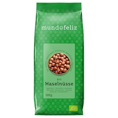 Afbeelding van Mundo Feliz 2 x 500 g biologische hazelnoten, ongegrild, stuks (2 g)