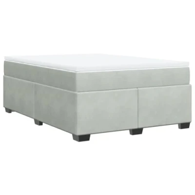 Afbeelding van vidaXL Boxspring met matras fluweel lichtgrijs 160x200 cm